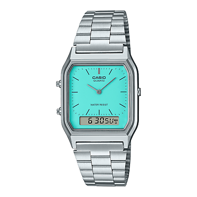 #ad CASIO AQ 230A 2A2 Turquoise Retro Dual Time Vintage Series Digital Watch $57.50