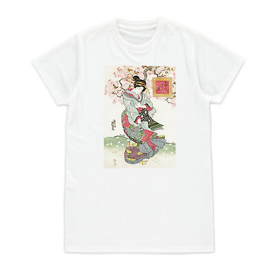 #ad Japanese Ukiyo e T Shirt Woodblock Art Maiko Geisha Womens Mens Printed Tee Cute GBP 14.99