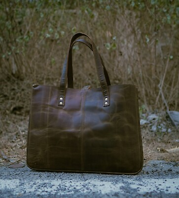 #ad Handmade Full Grain Leather Purse Vintage Bag Women Tote Large Capacity Handbag $55.00