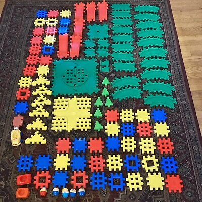 #ad 115 pc. LOT Little Tikes ROAD Track Building WEE Waffle Blocks 4quot; Primary Colors $79.20