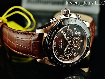 #ad Invicta Men#x27;s 43mm SPEEDWAY Chronograph BROWN Dial Rose Tone 200m SS Watch RARE $79.99