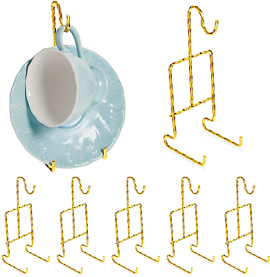 #ad Tea Cup and Saucer Display Stand Holder Rack Metal Cup Saucer Holder 8 Pieces $32.99