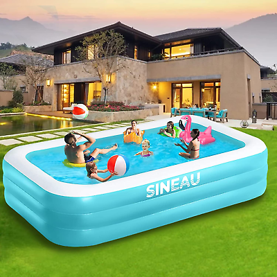 #ad Inflatable Pool for Kids and Adults 120quot; X 72quot; X 22quot; Oversized Thickened Family $79.82
