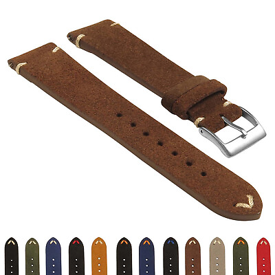 #ad StrapsCo Suede Vintage Hand Stitched Leather Watch Band Strap Short Length $19.99