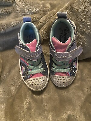 #ad Twinkle Toes Sneakers Toddler Skechers Girl#x27;s Blue Pink Light up Size:8 toddler $30.00