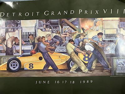 #ad Detroit Grand Prix VIII 8 Auto Racing Poster 1989 24 x 36 Diego Rivera $99.79