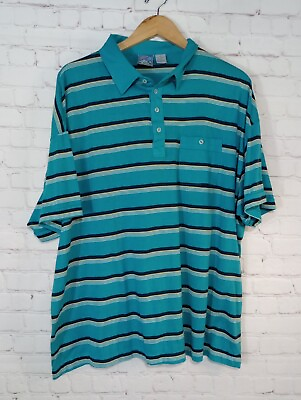 #ad Vintage Spalding Sport Active Co. Polo Shirt Short Sleeve Striped Men#x27;s Size 4X $22.50