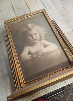 #ad Antique Standing Frame And Photo Of Little Girl $18.00