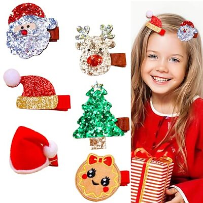 #ad 6 Pcs Christmas Hair Clips Xmas Hair Accessories Cute Santa Claus Christmas T... $18.75