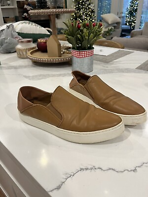 #ad Vince 7 Shoes Brown leather Slip on Sneakers Women’s $19.99