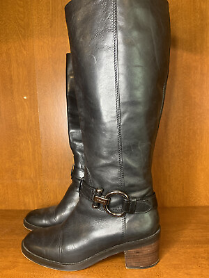 #ad Coach Carolina Leather Riding Knee High Tall Boots Black Sz 6 $85.00
