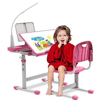#ad Kids Desk and Chair Set 40 Degree Tiltable Desktop Girls Desk for Bedroom $159.99