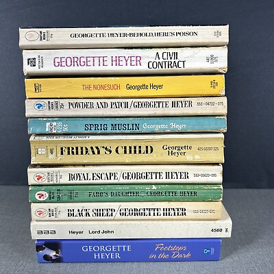 #ad Georgette Heyer Lot 11 Paperbacks Vintage Gothic Mysteries Poison Nonesuch Dark $17.80