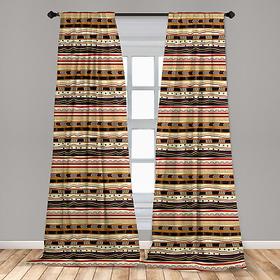 #ad African Microfiber Curtains 2 Panel Set for Living Room Bedroom in 3 Sizes $26.99
