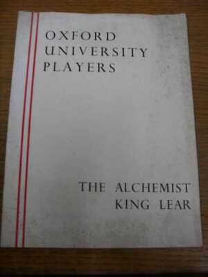#ad 1950 Theatre Programme: The Alchemist King Lear Oxford University Players Visit GBP 4.99