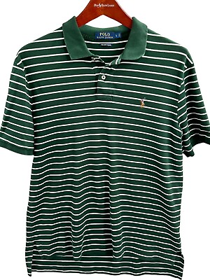 #ad Polo Ralph Lauren Pima Soft Touch Green Stripe Short Sleeve Shirt Men’s L Large $22.50