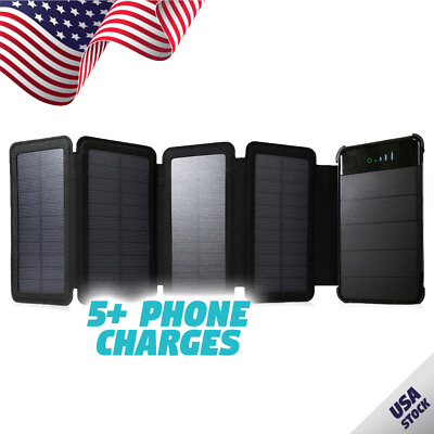 #ad Folding 4 Panel 10000mAh Portable Solar Power Bank $37.97