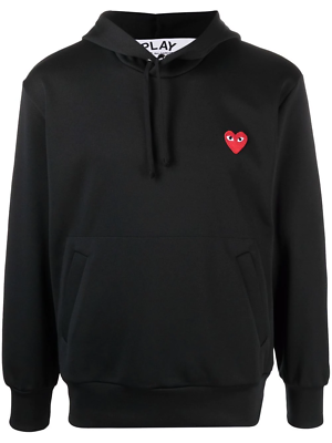 #ad COMME DES GARCONS PLAY BLACK DRAWSTRING HOODIE WITH RED HEART SIZE MEDIUM $175.50