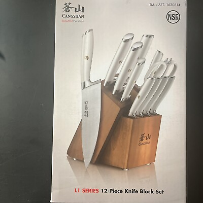 #ad Cangshan L1 Series 12 piece German Steel Forged Knife Set w Block White $89.99