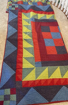 #ad Pottery Barn Kids quilt. Patchwork. Blues Reds Greens. Full queen Size. 88 x 89” $75.00