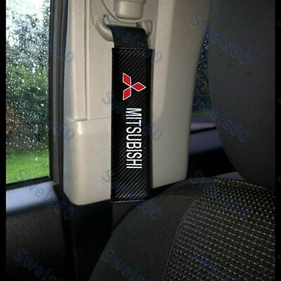 #ad JDM 2X NEW Mitsubishi Carbon Fiber STYLE Seat Belt COVER Cushion Shoulder Pad $13.99