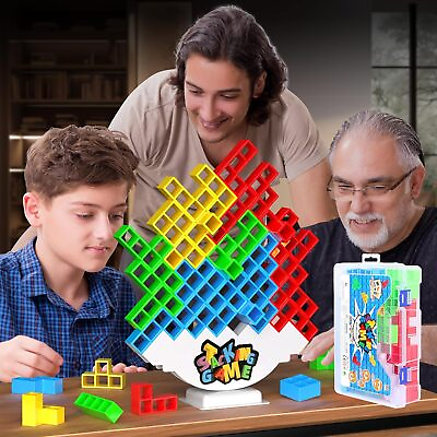 #ad 48 PCS Tetra Tower Game for Adult Kids Stack Attack Board Games for Family Trave $37.78