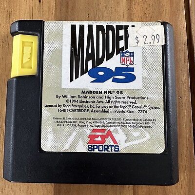 #ad Madden NFL 95 Sega Genesis 1994 CART ONLY NFL 7144 16 bit USA authentic Tested $4.99