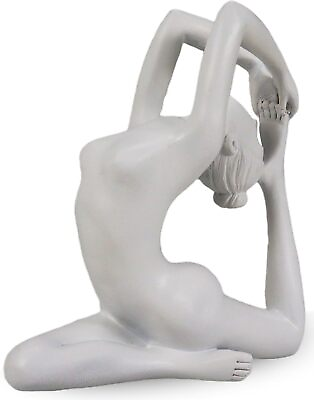#ad Figurine Yoga Lady Resin White Small Carved Modern Sport Free Stand Home Decor $50.00