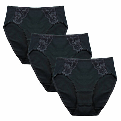 #ad FEM Women#x27;s Cotton Panties Ladies Cotton Underwear with Lace 3 Pack $23.99