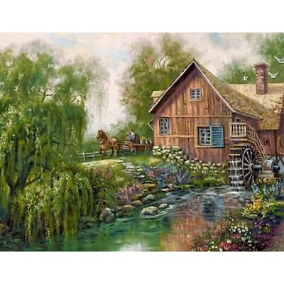 #ad Paint By Numbers Adults kids House Beside River DIY Painting Kit 40x50CM Canvas $24.99