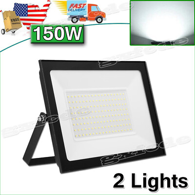 #ad 2X 150W LED Flood Light Garden Outdoor Lamp Path Security Spotlight Cool White $42.99