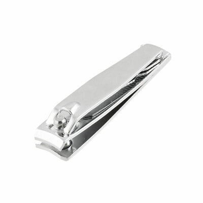#ad Silver Tone Metal Curved Edge Built in File Finger Toe Nail Clippers $8.50