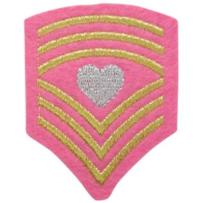 #ad Love Army Chevron Stripes Patch Pink amp; Gold Heart Badge 2 5 8quot; Iron on $2.95