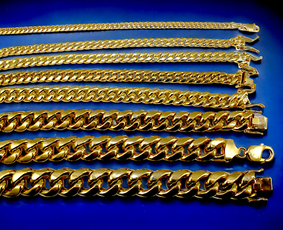 #ad 14K Yellow Gold 3mm 15mm Miami Cuban Link Chain Necklace All Sizes Real $5572.80