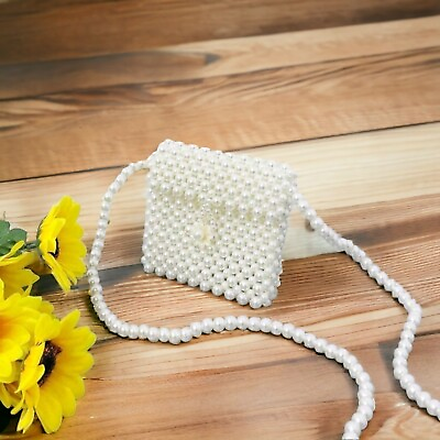 #ad Small Pearl Beaded Bag Evening Bag Handmade Pearl Bag Wedding Pearl Bag $33.50