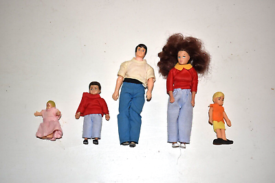 #ad Dollhouse Miniature Dolls Family Of 5 1:12 scale $18.70