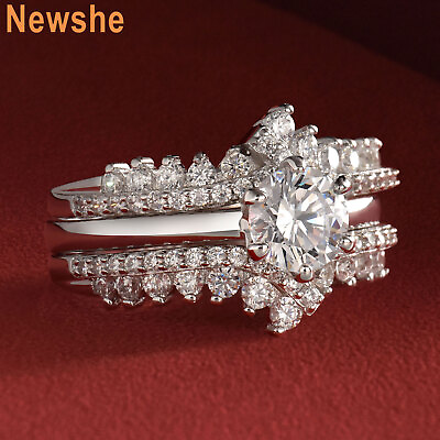 #ad Newshe Sparkling Engagement Promise Rings for Women Sterling Silver Travel Ring $39.99