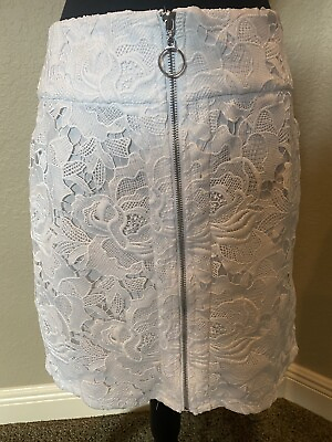 #ad 124. White Lace INC International Lace Skirt Size 6 High Fashion Zipper Front $12.00