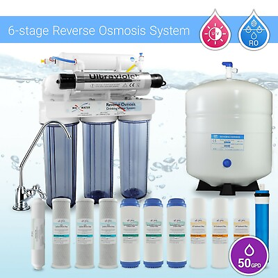 #ad 6 Stage UV Ultra Violet Drinking Reverse Osmosis System w 12 Max Water Filters $264.95