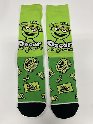 #ad New Socks SS Oscar the Grouch1 Cartoon Crazy Novelty dress tube socks $8.99