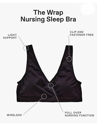 #ad Motherhood Maternity Wrap Front Nursing Sleep Bra Black XL Wireless Pull Over $10.99