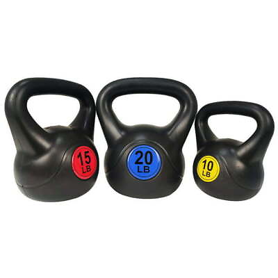 #ad Wide Grip Kettlebell Exercise Fitness Weight Set 3 Pieces: 10lb 15lb and 20lb $30.99