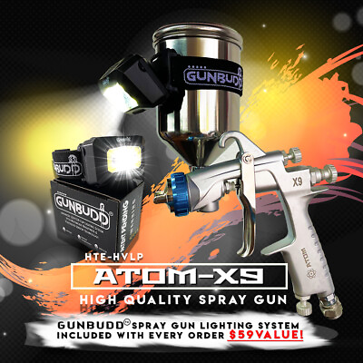 #ad ATOM X9 High Volume Low Pressure Spray Gun Detail Primer with FREE Gunbudd Light $189.00