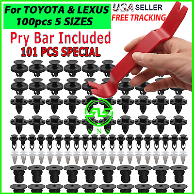 #ad #ad 101 TOYOTA LEXUS Trim Panel Clips Bumper Fender Push Pin Rivet 7 8 9mm W PRY BAR $7.99