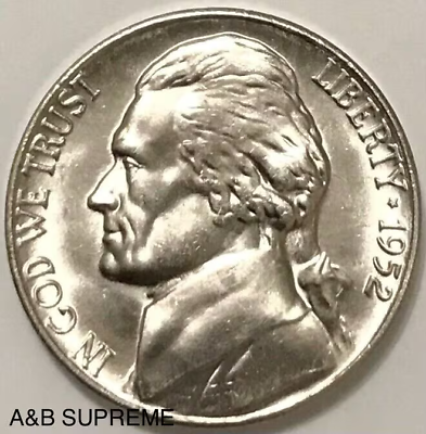 #ad 1952 S Jefferson Nickel Gem Bu Uncirculated $8.39