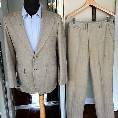 #ad Vtg Bespoke Donegal Tweed Suit 60s Woolf Brothers 40R 33x29 Flecked 1950s $134.10
