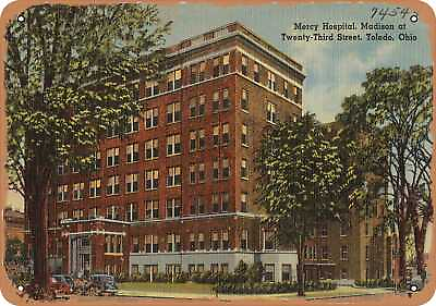 #ad Metal Sign Ohio Postcard Mercy Hospital Madison at Twenty Third Street To $21.95