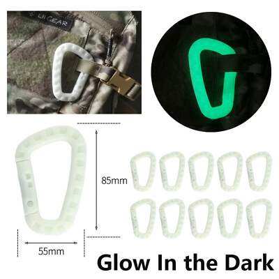 #ad Glow Buckle Key Chain D Ring Snap Plastic Clip Hook Outdoor Carabiner Camping $11.19