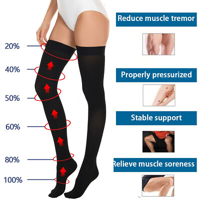 #ad Thigh High Compression Socks for Women Men Circulation 1 Pair Over the Knee XL $21.99