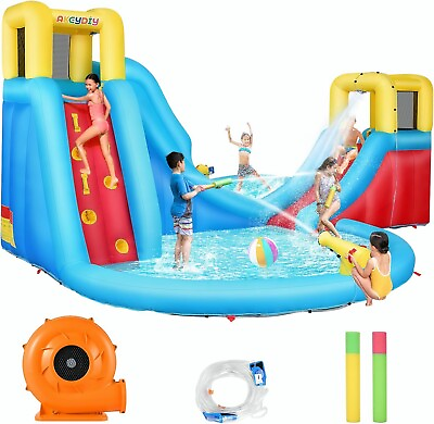 #ad Inflatable Bounce House Slide Bouncer Commercial w 520W Blower amp; 2 Water Cannons $358.99